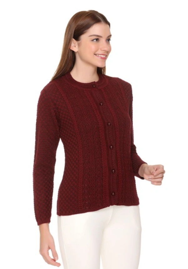 CLAPTON Self Design/ Knitting Full Sleeves Sweater, Cardigan This Is Pefect Skinny Jeans, Laggines Dresses - M, Maroon, Wool, Pack of 1